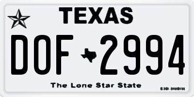 TX license plate DOF2994