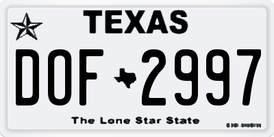 TX license plate DOF2997