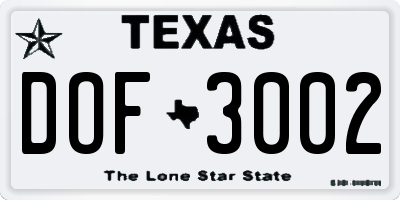 TX license plate DOF3002