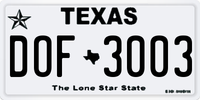 TX license plate DOF3003