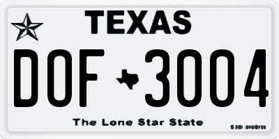 TX license plate DOF3004