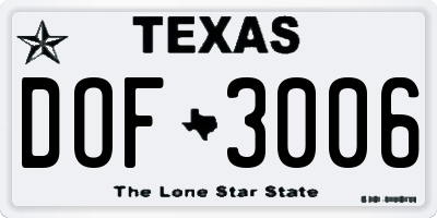 TX license plate DOF3006