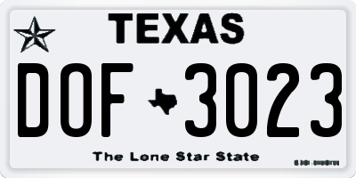TX license plate DOF3023
