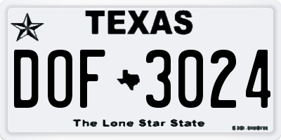 TX license plate DOF3024