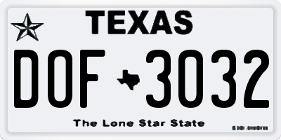 TX license plate DOF3032