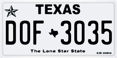 TX license plate DOF3035