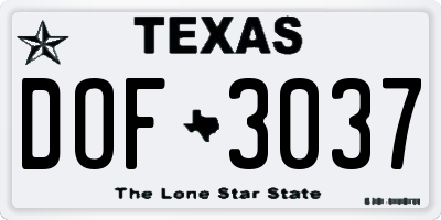 TX license plate DOF3037