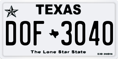 TX license plate DOF3040