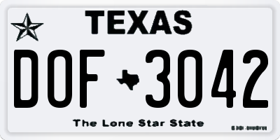 TX license plate DOF3042
