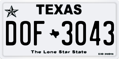 TX license plate DOF3043