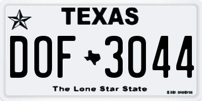 TX license plate DOF3044