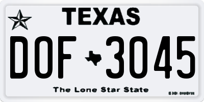 TX license plate DOF3045