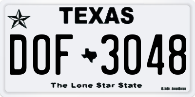 TX license plate DOF3048