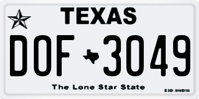 TX license plate DOF3049