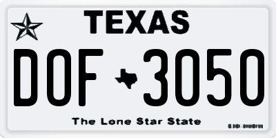 TX license plate DOF3050