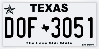 TX license plate DOF3051