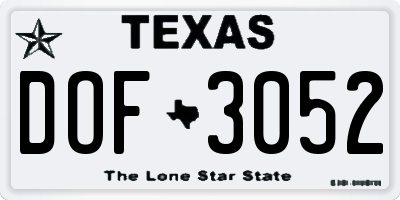 TX license plate DOF3052