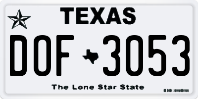 TX license plate DOF3053