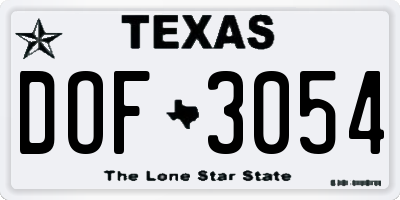 TX license plate DOF3054