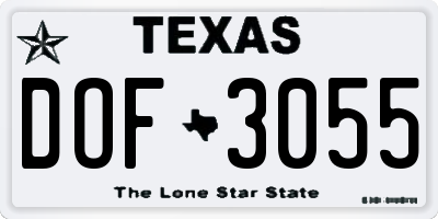 TX license plate DOF3055