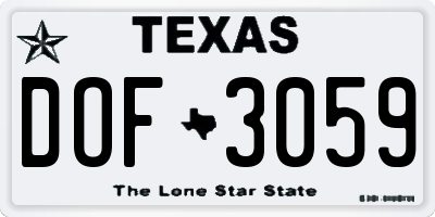 TX license plate DOF3059