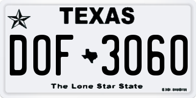 TX license plate DOF3060