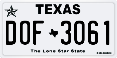 TX license plate DOF3061