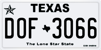 TX license plate DOF3066