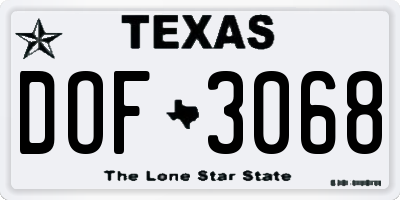 TX license plate DOF3068