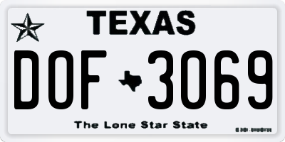 TX license plate DOF3069