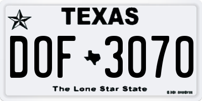 TX license plate DOF3070