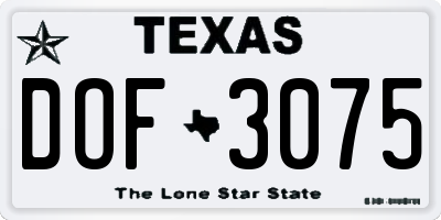 TX license plate DOF3075