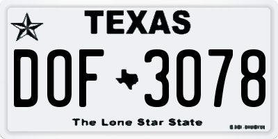 TX license plate DOF3078