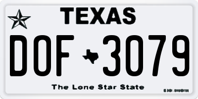 TX license plate DOF3079