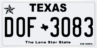 TX license plate DOF3083
