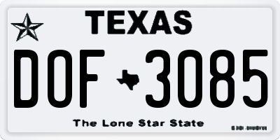 TX license plate DOF3085