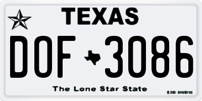 TX license plate DOF3086