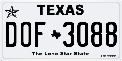TX license plate DOF3088
