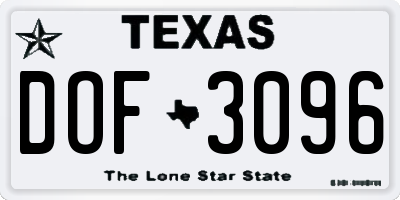 TX license plate DOF3096