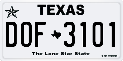 TX license plate DOF3101