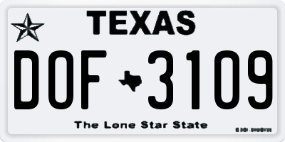TX license plate DOF3109