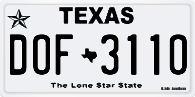 TX license plate DOF3110