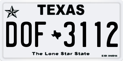 TX license plate DOF3112