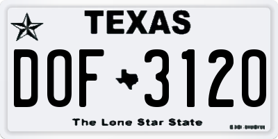 TX license plate DOF3120