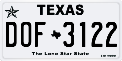 TX license plate DOF3122