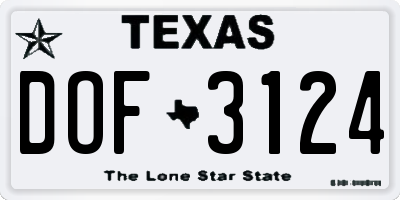 TX license plate DOF3124