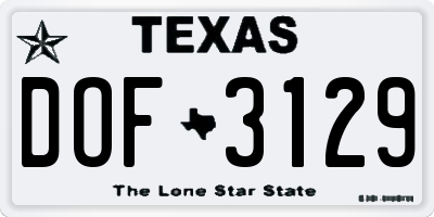 TX license plate DOF3129