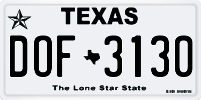 TX license plate DOF3130