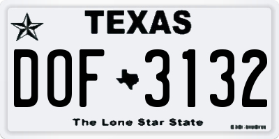 TX license plate DOF3132