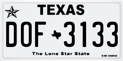 TX license plate DOF3133